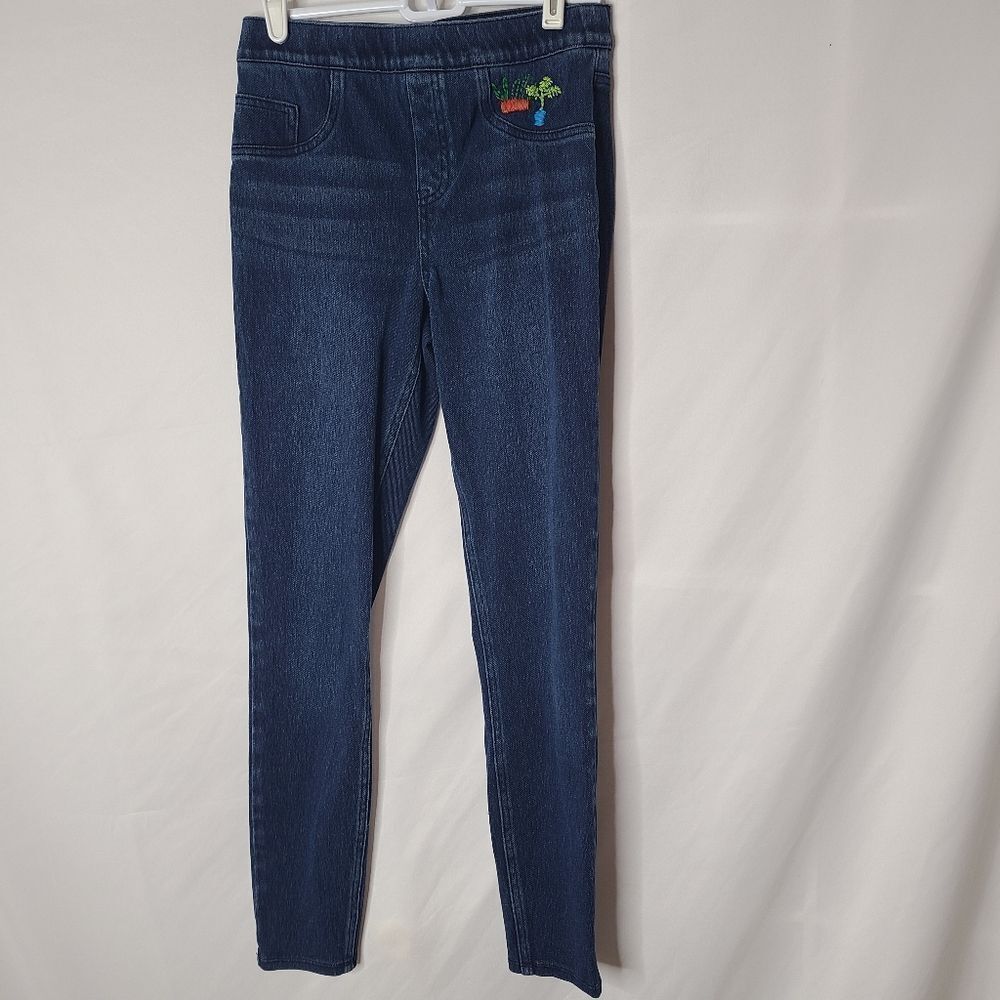 SPANX Jean-ish Ankle Legging DIY Embroidered‎ sz Small